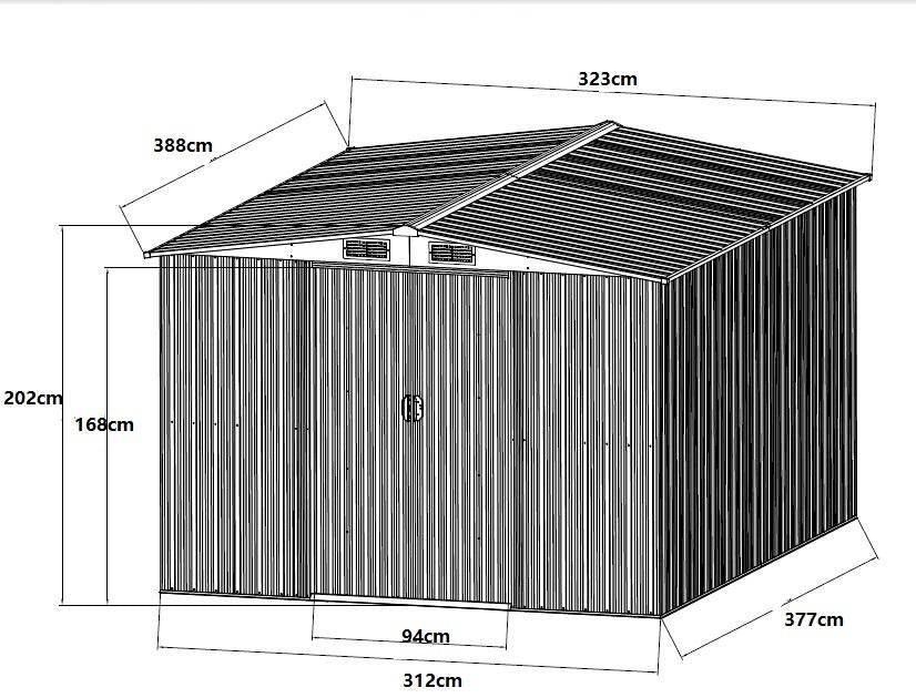 Abri de jardin en acier galvanisé gris 12,5 m² – Neuf – DESTOCKAGE