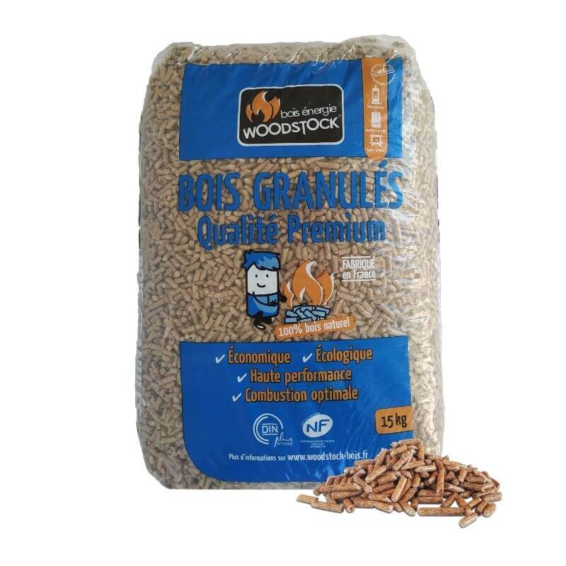 GRANULÉS DE BOIS WOODSTOCK QUALITÉ PREMIUM-PALETTE DE 78 SACS DE 15 KG