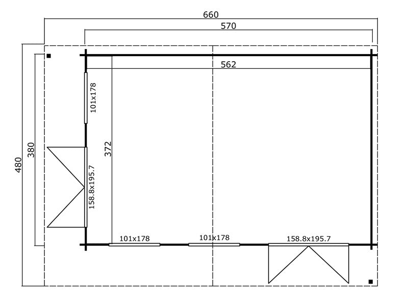CABANE EN BOIS VIENNA, 5,62X3,72X2,45M, 40MM, NATUREL