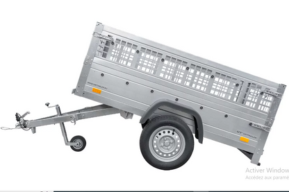 Top remorque garden trailer 200 kipp avec rehausses grillagées et roue jockey – Neuve – DESTOCKAGE