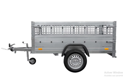 Top remorque garden trailer 200 kipp avec rehausses grillagées et roue jockey – Neuve – DESTOCKAGE