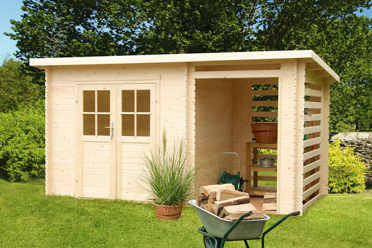 Abri de jardin bois Katy – 4,44 + 3 m² – Neuf – DESTOCKAGE