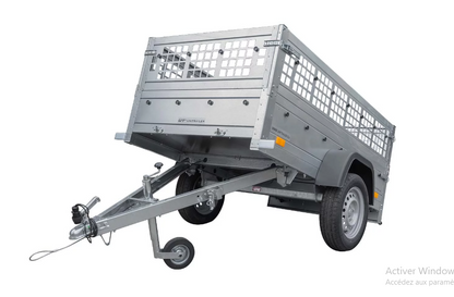 Top remorque garden trailer 200 kipp avec rehausses grillagées et roue jockey – Neuve – DESTOCKAGE