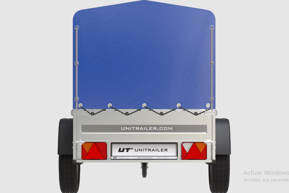 Remorque bagagère garden trailer 200 kipp 200 x 106 cm avec bâche haute bleue, arceau et roue jockey – Neuve – DESTOCKAGE
