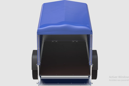 Remorque bagagère garden trailer 200 kipp 200 x 106 cm avec bâche haute bleue, arceau et roue jockey – Neuve – DESTOCKAGE