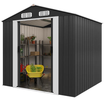 Abri de jardin en métal gris 257x205x177cm – Neuf – DESTOCKAGE