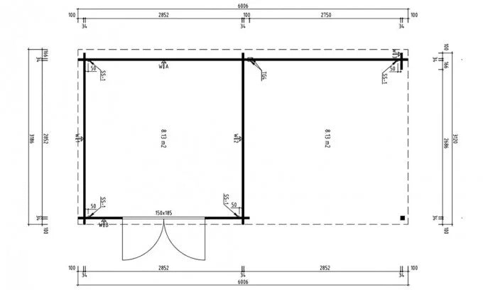 Abri de jardin Moussy 34mm - 8,13m² intérieur + préau 8.13m²