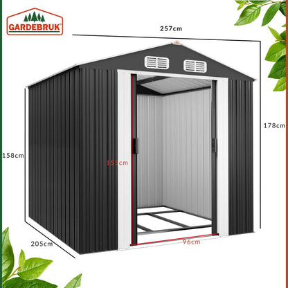 Abri de jardin en métal gris 257x205x177cm – Neuf – DESTOCKAGE